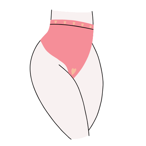 Person wearing menstrual undergarments graphic 